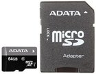 Карта памяти 64Gb MicroSD ADATA Class 10 + adapter (AUSDX64GUICL10-RA1)