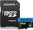 Карта памяти 64Gb MicroSD ADATA Premier Class 10 UHS-I + адаптер (AUSDX64GUICL10A1-RA1)