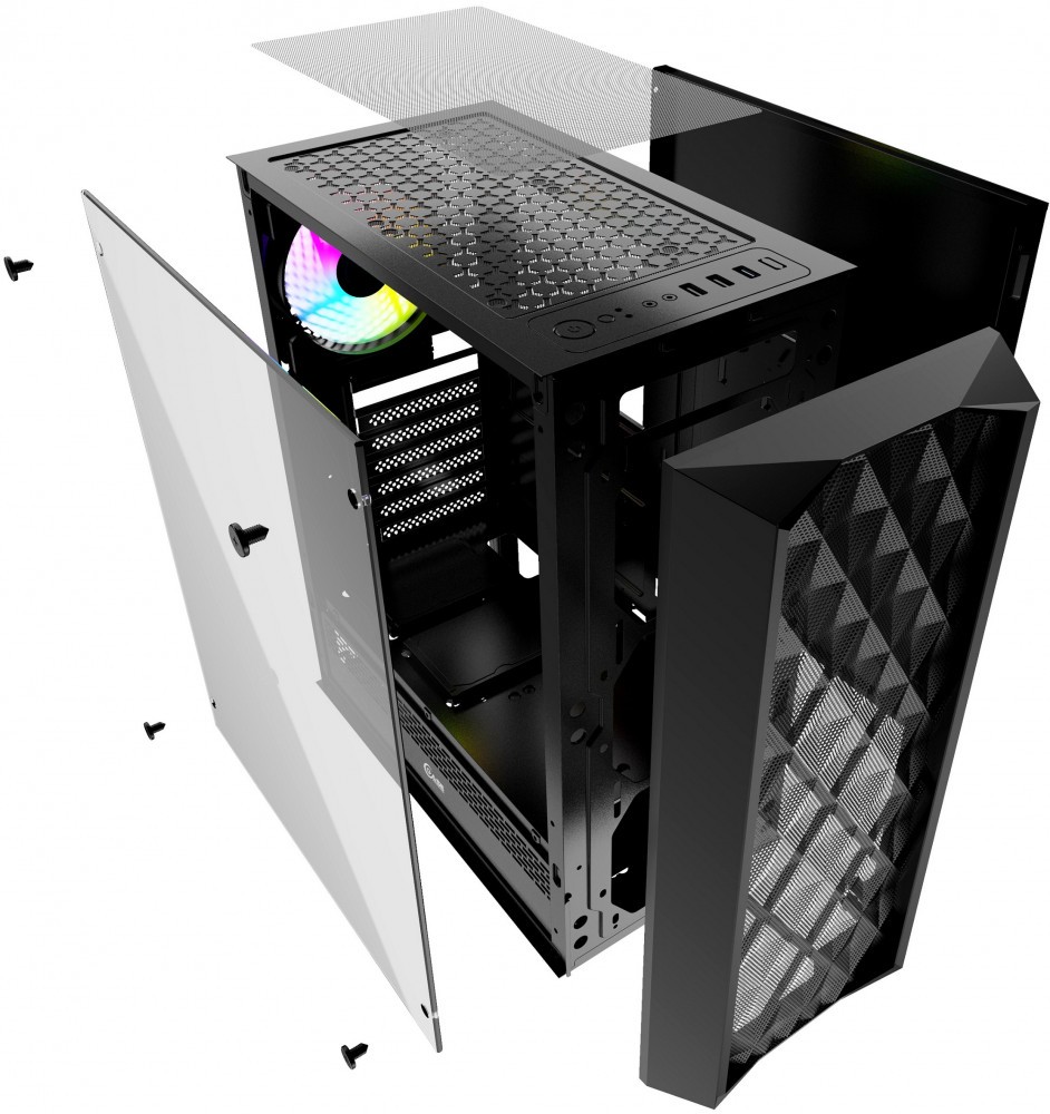 Корпус Powercase Diamond Mesh LED Black купить в Москве по цене 2999 р.