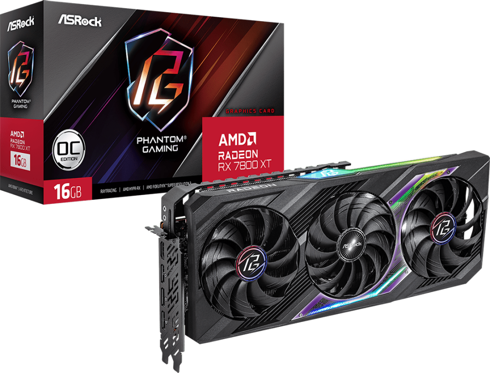 AMD Radeon RX 7800 XT ASRock Phantom Gaming OC 16Gb (RX7800XT PG 16GO ...